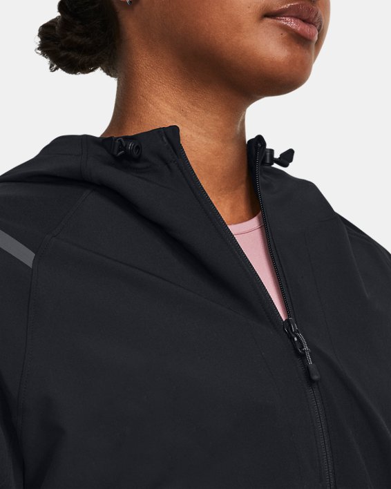 Women's UA Unstoppable Hooded Jacket in Black image number 3